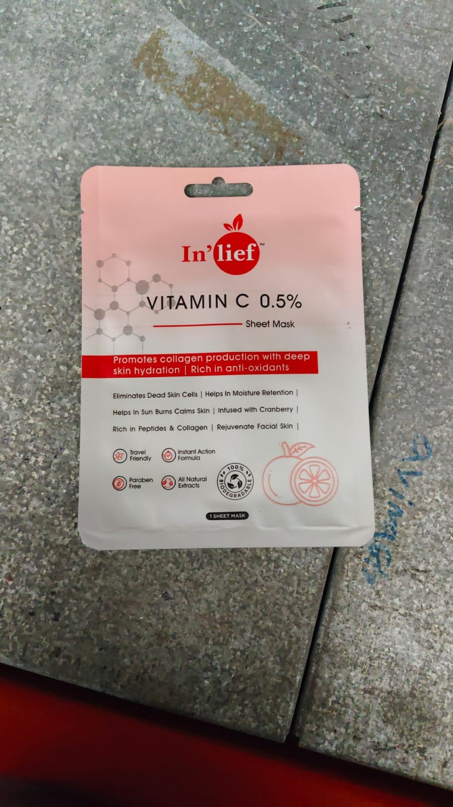 Inlief Vitamin C 0.5 Hydrating Brightening Facial Sheet Mask (1 Pc)