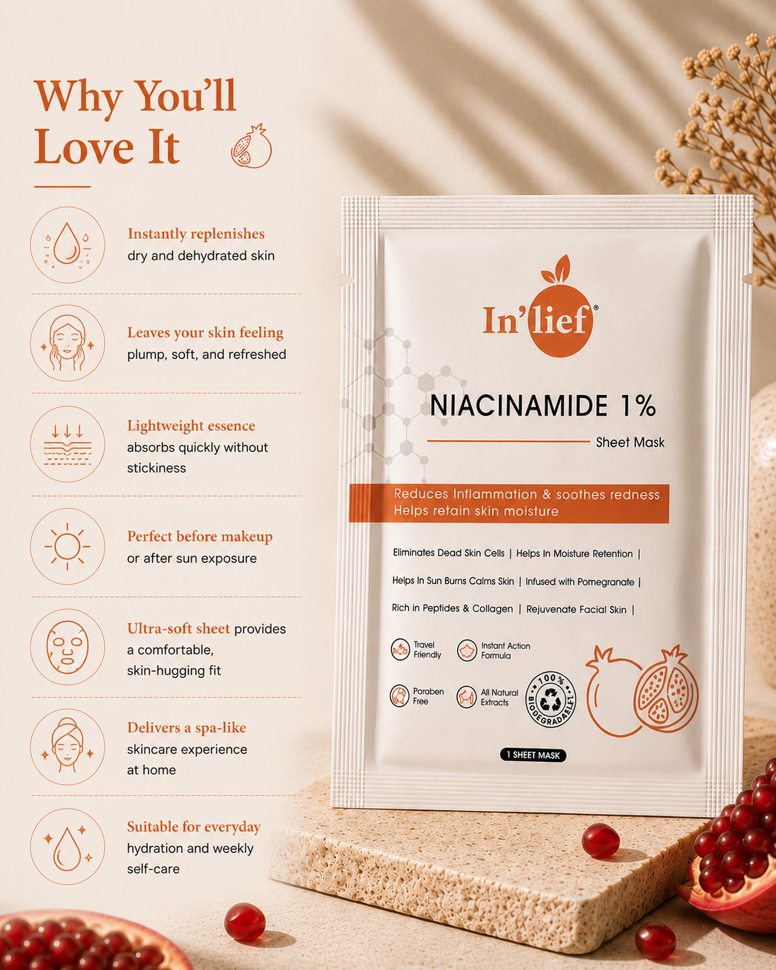 In'lief™ Niacinamide 1% Sheet Mask