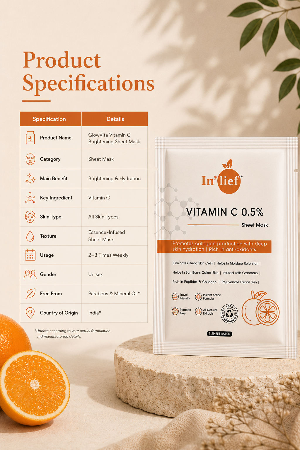 In'lief™ Niacinamide 1% Sheet Mask