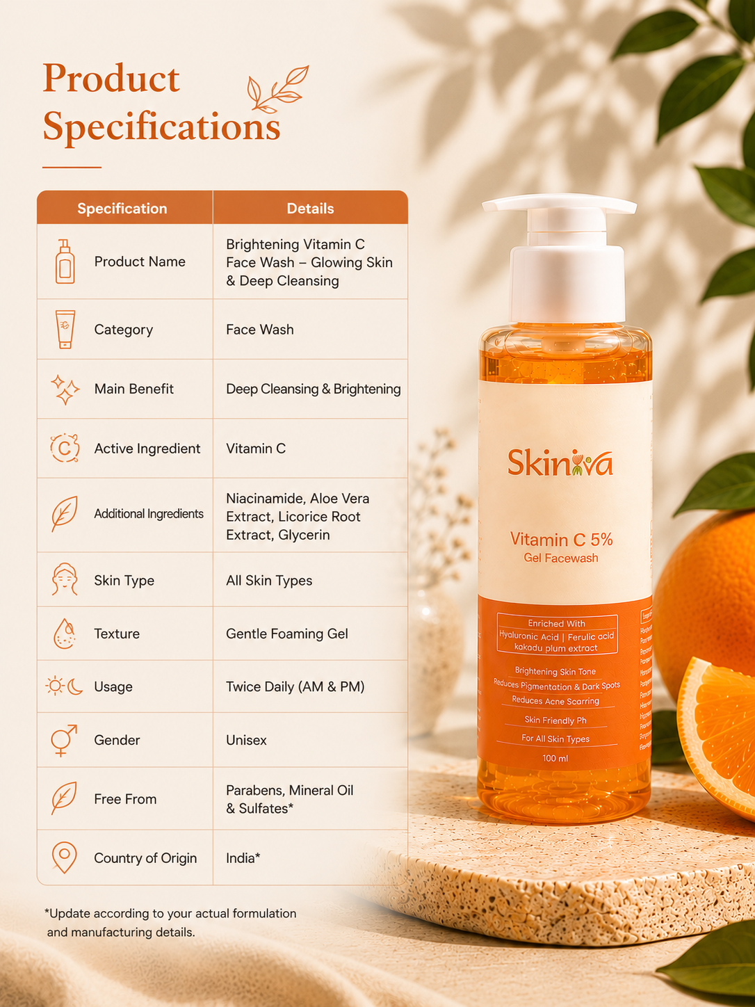 Brightening Vitamin C Face Wash | Deep Cleansing Face Wash for Glowing Skin