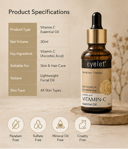 Eyelet Vitamin C Essential Oil for Bright & Radiant Skin – 30ml